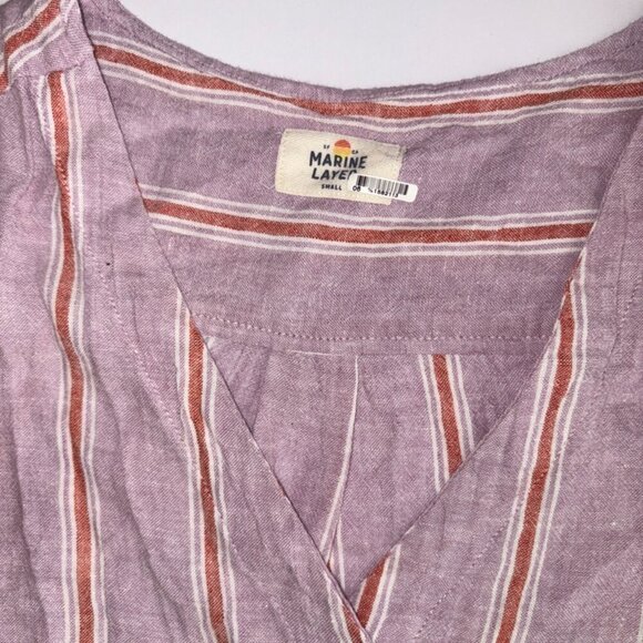 Marine Layer Lake Tank Dress In Lavender Red Stripe Linen Blend Coverup size S - Picture 8 of 10